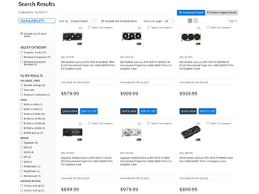 Micro Center RTX 5070 Ti árak (Kép forrása: Screenshot, Micro Center)