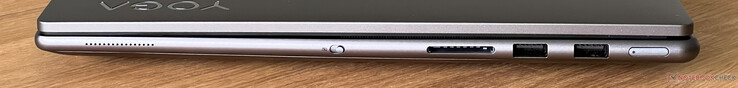 Jobbra: eShutter webkamera, SD kártyaolvasó, 2x USB-A 3.2 Gen.1 (5 Gbit/s), bekapcsoló gomb