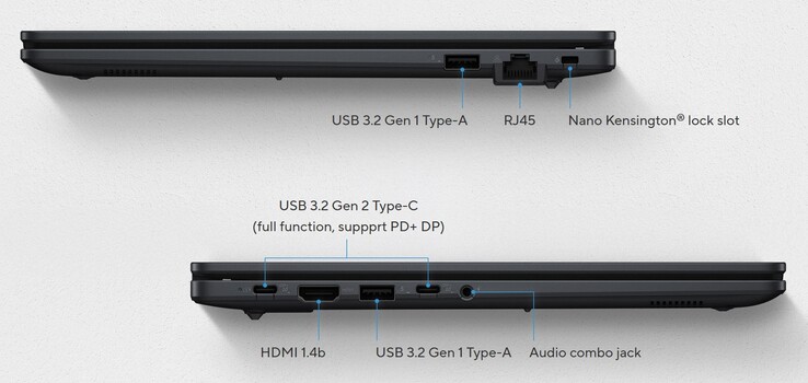 Az Asus ExpertBook B1 külső csatlakozói (forrás: Asus)