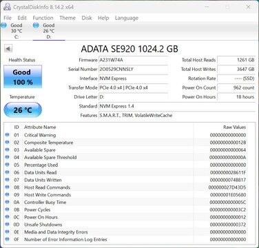 Az ADATA SE920 PCIe 4.0 x4-gyel működik