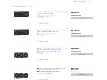 A Best Buy RTX 5070 Ti árai (Kép forrása: Screenshot, Best Buy)