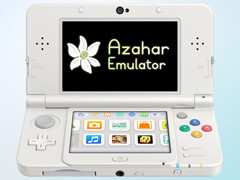 Nintendo 3DS emulátor Azahar logó a 3DS konzol képernyőjén