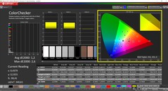 CalMAN ColorChecker (profil: P3: cél színtér: P3)