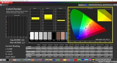 CalMAN ColorChecker (profil: P3, cél színtér: P3)