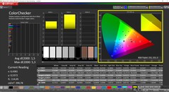 CalMAN ColorChecker (profil: Natív, cél színtér: P3)