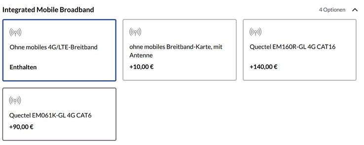 A kínált mobilmodem-választék