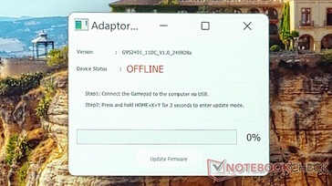 A firmware-frissítő gyorsan, kevesebb mint öt másodperc alatt frissíti az Abxylute S9-et. (Kép forrása: Notebookcheck)