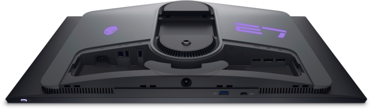 Alienware AW2725DF: Vezérlő joystick és portok. (Kép forrása: Dell)