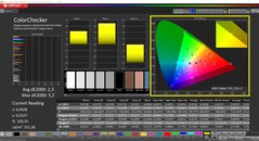 CalMAN ColorChecker (profil: Native, színcéltartomány: P3)