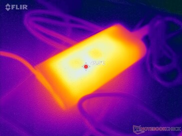 A hálózati adapter igényes terhelések esetén 46 C fölé is emelkedhet