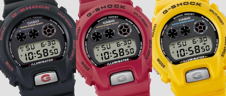 Az új Casio DW-6900TR óra három színben kapható: fekete, piros és sárga. (Kép forrása: Casio)