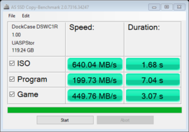 AS SSD másolási összehasonlító teszt