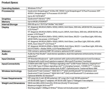 HP EliteBook 6 G1q Next-Gen AI PC adatai. (Kép forrása: HP)