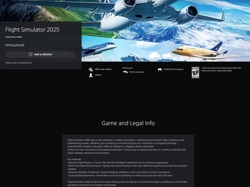 Flight Simulator 2025 PlayStation Store oldal (Kép forrása: screenshot, PlayStation Store)