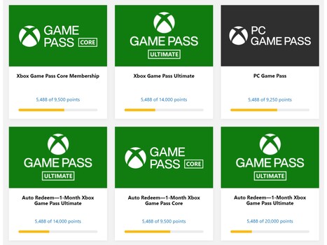 Az Xbox Game Pass jutalmak beváltásának változásai (Kép forrása: Microsoft Rewards webhely)