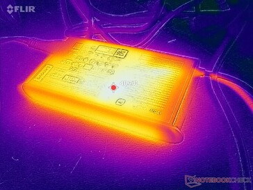 A hálózati adapter 49 C fölé emelkedik igényes terheléseknél