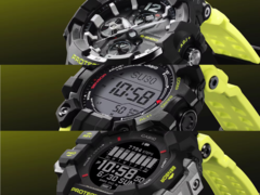 A Casio G-Shock Gravitymaster GRB300RY-1A9, a Mudman GW9500MRY-1A9 és a Rangeman GPRH1000RY-1A9 felülről lefelé. (Kép forrása: Casio)