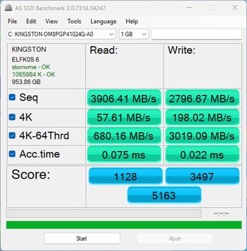 Teljesítmény-ellenőrzés az ADATA SE920 USB4-en keresztül