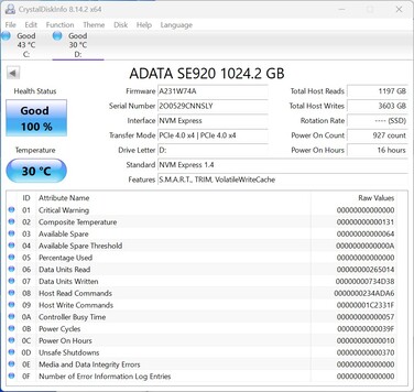 Az ADATA SE920 PCIe 4.0 x4-es PCIe 4.0 x4-gyel működik