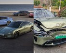 A Xiaomi SU7 sokkal rosszabbul jött ki a Tesla Model Y-jal való ütközésből. (Kép forrása: Xiaomi/@Tslachan - a szerk.)