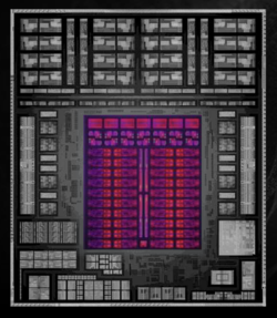 Ryzen AI Max+ 395 illusztráció, a GPU piros színnel kiemelve (forrás: AMD)