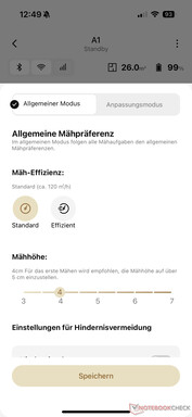 Hatékonyság és vágási magasság - Dreame A1 felülvizsgálat