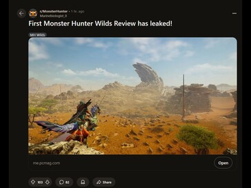 Monster Hunter Wilds felülvizsgálati szivárgás Reddit-poszt (Kép forrása: Monster Hunter subreddit)