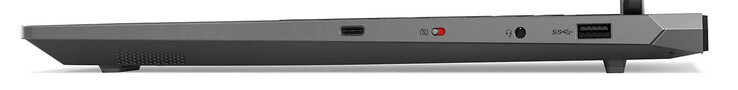 Jobb oldal: USB 3.2 Gen 2 (USB-C; Power Delivery, DisplayPort), webkamera kapcsoló, audiokombináció, USB 3.2 Gen 1 (USB-A)