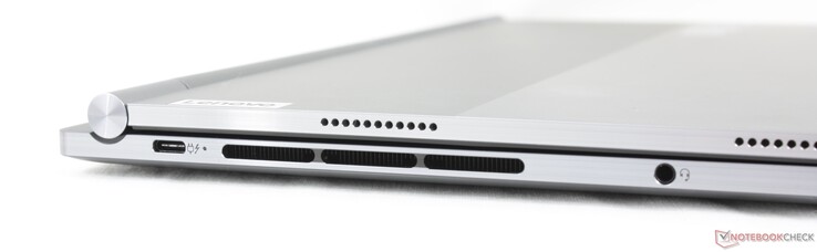 Balra (csak Windows laptop módban): USB-C 4.0 + Thunderbolt 4 w/ DisplayPort és Power Delivery, 3,5 mm-es fejhallgató