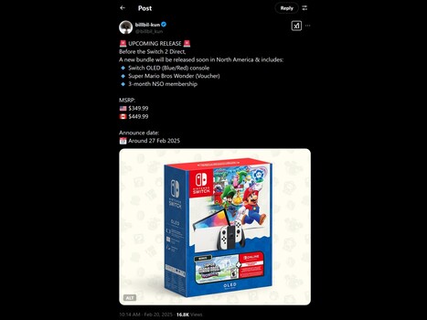 Switch OLED Mario Bros Wonder bundle kiszivárgott fotó (Kép forrása: billbil-kun X account)