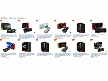 Amazon US legkelendőbb GPU-k (Kép forrása: Screenshot, Amazon US)